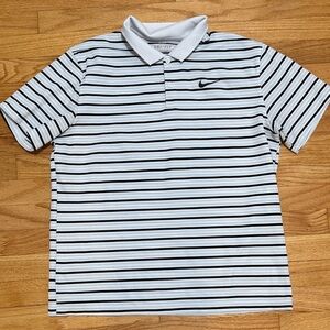 Nike Men's Polo Shirt with Black and White Stripes